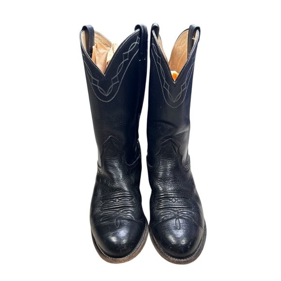 Nocona Western Leather Cowboy Boots 8E Men Black Embroidered main image 5